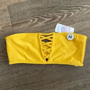 NWT yellow strapless bikini top bandeau forever 21